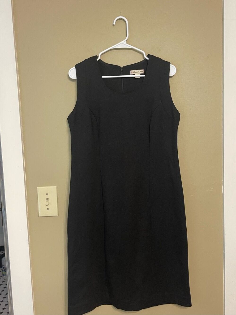 Coldwater Creek Womens Sleeveless Black Scoop Neck Polyester Shift Dress Medium